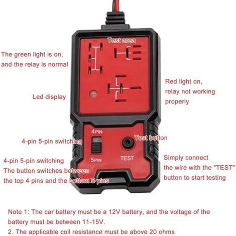 Testeur de Relais Voiture 12V - Kit Diagnostic Circuit Automobile - Outil Réparation Électrique Auto (1/5)