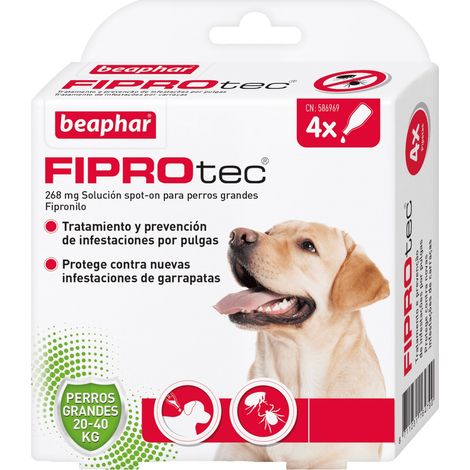 Pipetas antiparasitarias Beaphar Fiprotec Spot On Perros Grandes (20-40 kg) - 4 pipetas