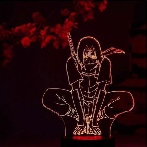 Itachi Uchiha Night Light for Otaku, Naruto Shippuden Figurine, 16 Colour RGB LED Night Light with Remote Control, 3D Decoration for Otaku Room, Ideal Gift for Anime Fans. (1/5)
