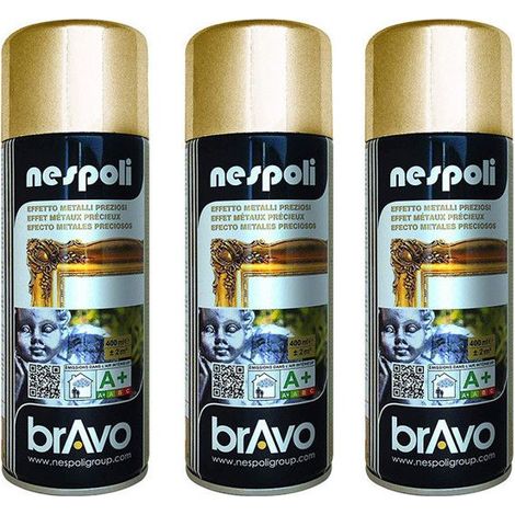 Lot de 3 bombes de peinture professionnelle Nespoli - chrome or