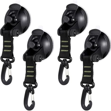 Ancre à Ventouse 4PCS Ventouses d'ancrage, Ventouse de Camping avec Fixation, Crochet d'Arrimage pour Tendeurs de Voiture, Auvents, Voiture Bateau Camping Tente Bagage (1/5)