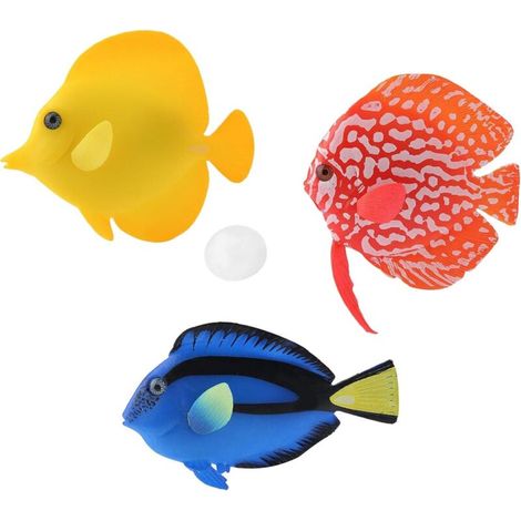 Poisson Artificiel Flottant 3 Pièces Poisson Artificiel Aquarium Poisson Lumineux Faux Poisson Simulation Poisson Aquarium Décoratif pour Aquarium, Paysage Aquarium, Rouge, Bleu, Jaune