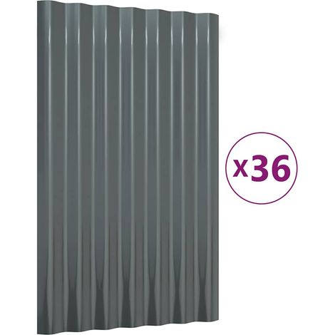vidaXL Paneles tejado 36 uds acero galvanizado gris antracita 60x36 cm (1/2)