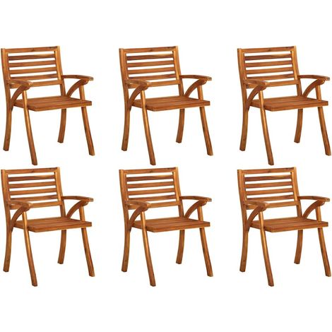 Lot de 6 Chaises de jardin - Chaises d'extérieur pour terrasse/jardin Bois d'acacia solide BV813866 - BonneVie (1/5)