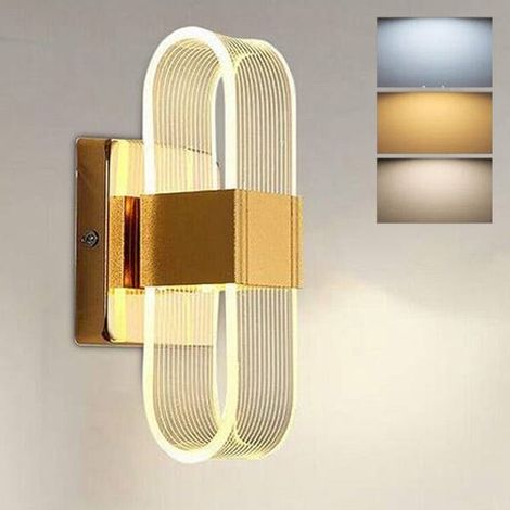 LED-Wandleuchte – 12 W, dimmbar, 3 Farbtemperaturen – Geeignet für die Dekoration von Wohnräumen, Schlafzimmern und Fluren – Modernes Design (20,5 x 10 cm)