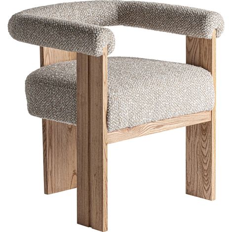Chaise contemporaine gris marbré confort et élégance salon - Gris marbré clair et bois naturel (1/5)