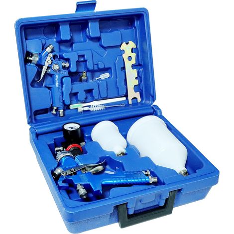 Lot de 2 Pulvérisateurs de Peinture Professionnels - Buses 0,8 mm et 1,4 mm - Pistolets 125 ml et 600 ml Pour Meubles et Voiture (Bleu) (1/5)