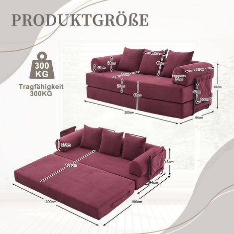Divano componibile bordeaux con robusta struttura in metallo, tasche laterali e tre cuscini. Configurazione lounge personalizzabile. Moderna combinazione di metallo e tessuto, ideale per il soggiorno. (1/5)