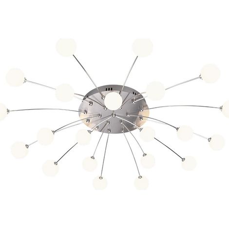 BULLET PLAFONIERA LED METALLO ACCIAIO CON 21 DIFFUSORI VETRO BIANCO DIMMERABILE CON INTERRUTTORE A PARETE D. 97CM   INCLUSE 21 LUCI ,32W ·3570lm, 3000K (1/5)