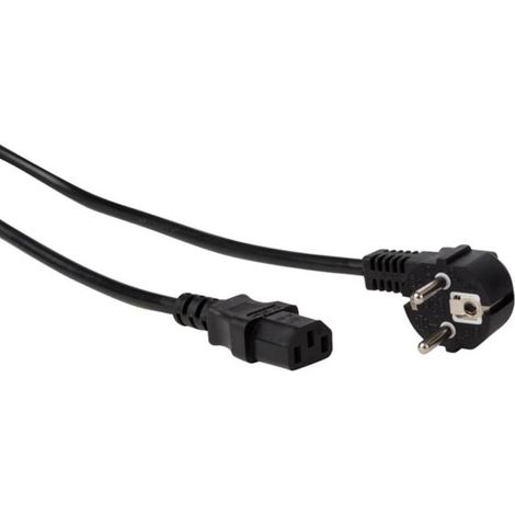 NETZKABEL - SCHWARZ - CEE 7/7 90° + C13 - L=1.5 m - 3G1.0 mm² (1/2)