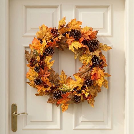 Harvest Autumn Cone Berry Wreath (1/2)