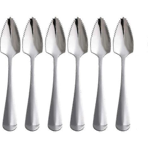 Lot de 6 cuillères à pamplemousse Sunrain en acier inoxydable de qualité alimentaire (finition miroir, bords dentelés) (1/4)