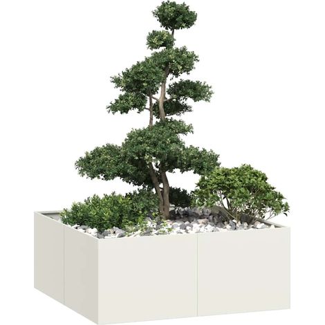Jardinera acero blanco 100x100x40 cm vidaXL (1/5)