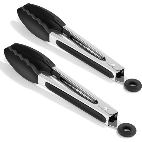 2 Pièces Pince Cuisine 26 cm, Pince de Cuisine Résistant à la Chaleur, Pince Barbecue en Acier Inoxydable et Silicone Alimentaire, Idéale pour la cuisson, le barbecue (1/5)