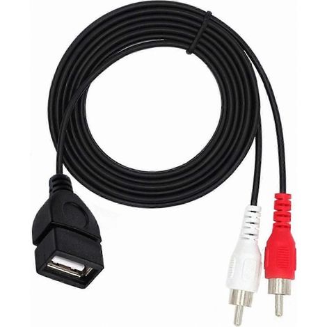 Câble audio USB vers RCA, adaptateur USB 2.0 femelle vers 2 RCA mâle, compatible avec les téléphones portables, les ordinateurs portables, les tablettes, les haut-parleurs et les amplificateurs. (1/5)