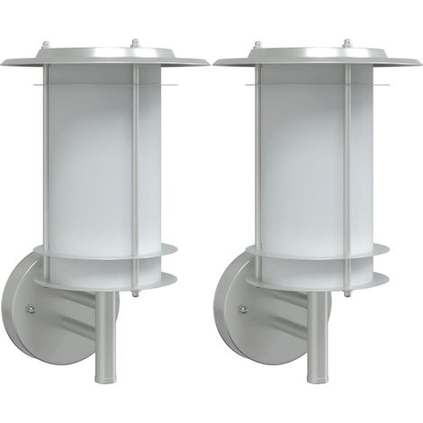 Juego de 2 apliques de exterior resistentes a la intemperie 19 x 19 x 31 cm acero inoxidable plateado 020056597 (1/5)