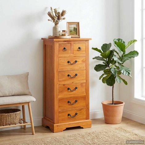 Kommode Natur 45 x 35 x 100,5 cm Massives Mahagoni Holz (1/5)