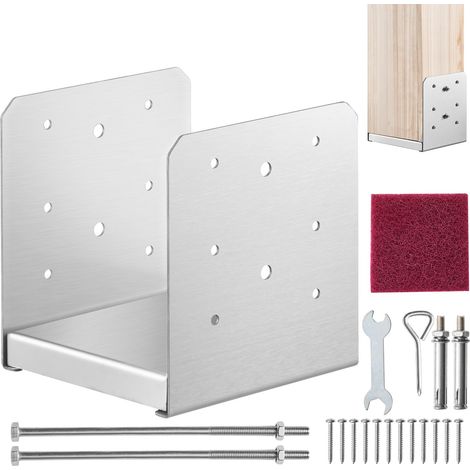 VEVOR Confezione di Supporto 1 Pezzo per Pali in Legno 149 x 143 x 160 mm, Set di Base per Pali Interni in Acciaio a Carbonio per Ancoraggio Pali in Legno Ringhiere, Corrimano di Terrazze, Portici (1/5)