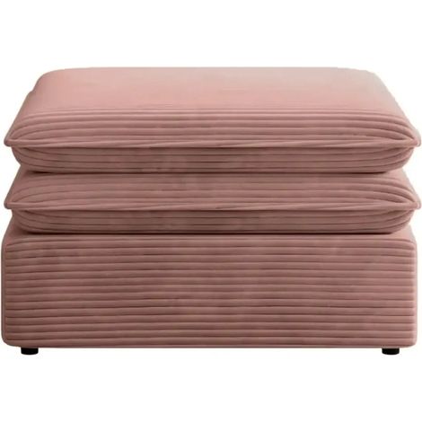 OSCAR POUF - Pouf en velours côtelé Rose 70x70x43 (1/5)