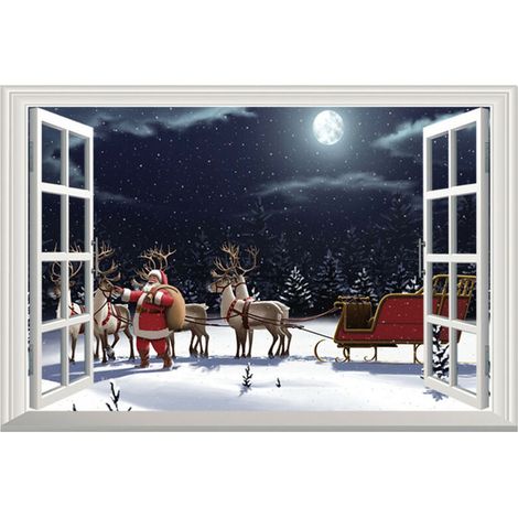Noel 3D Autocollant Stickers Muraux Père Noel Elk Cerf Stickers Peintures Murales Papier Peint Vinyle Art Mural Diamant Peinture Artisanat Décoration de La Maison (2) Noel (1/5)