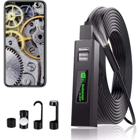 Camera Endoscopique Endoscope WiFi Caméra d'inspection USB, 1200P HD Caméra Endoscope IP68 Etanche avec 8 LED pour iphone, Android, iPad, Mac, PC, Laptop (câble souple de 2m)