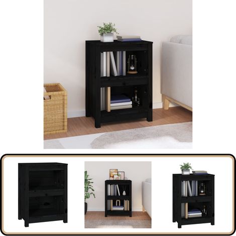 Bibliothèque Noir 50x35x68 cm Bois de pin massif - Bibliothèque - Meuble Rangement - Étagère - Armoire À Livres - Bibliothèque Design