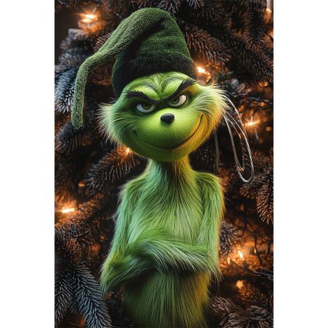 Rideau/drapeau de porte de Noël 2026, fond photo intérieur/extérieur avec motif monstre vert - 90 x 180 cm - LMGBJB-12