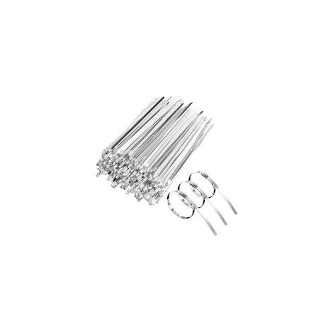 100 pieces Attache Cable Inox 200mm,Collier de Serrage Inox Autobloquante,Serre Cable Pour Enroulement D'échappement, Câbles Groupés,Entretenir les Clôtures et les Auvents (1/5)