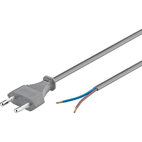 Netzkabel 2 polig Eurostecker & offene Enden Stromkabel 2 polig Kabel mit Stecker Euro cee 7/16 Aderendhülsen Eurokabel Grau 1,5m