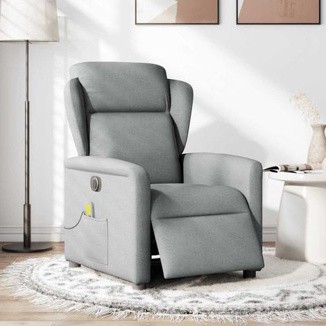 Maison Exclusive - Massagesessel Elektrisch Hellgrau Stoff