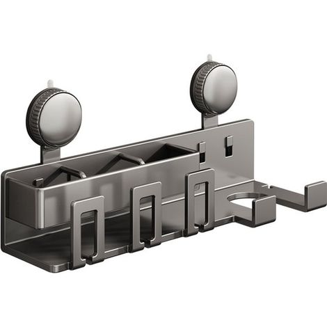 Supporto universale da parete per asciugacapelli - Autoadesivo - Grigio (1/4)