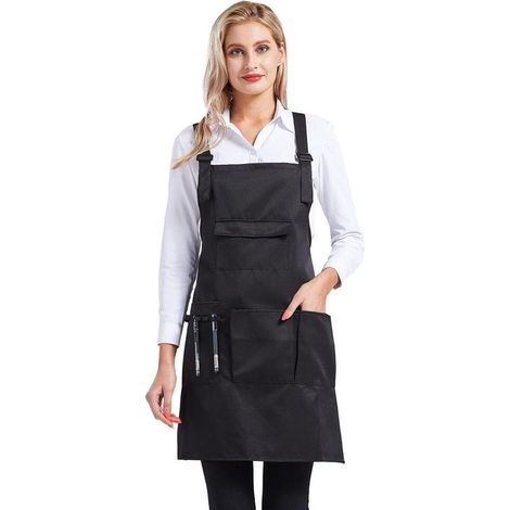 Tablier à bavette réglable pour femmes Tablier de travail styliste de Salon professionnel multifonction avec poches à outils (1/5)