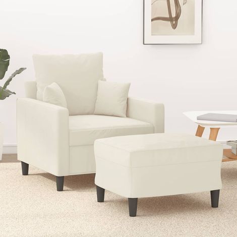 Sessel mit Hocker Creme 60 cm Samt vidaXL (1/5)