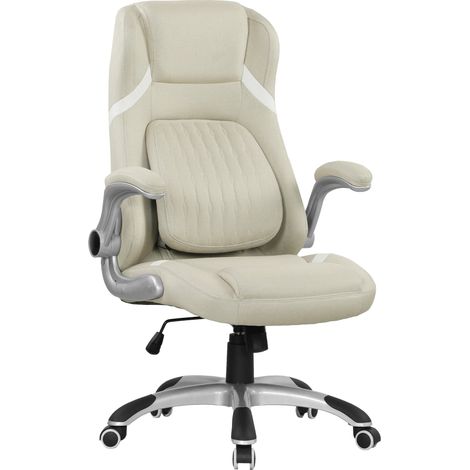 Vinsetto Fabric Office Desk Chair w/ Adjustable Height Tilt Function Beige (1/5)