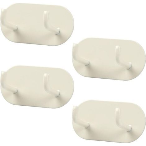 4 Pièces Crochet Adhesif Mural, Porte Serviette Salle de Bain, Accroche Serviette Métal, Crochet Salle de Bain Sans Percage pour Salle de Bain, Chambre, Cuisine (Crème) (1/4)