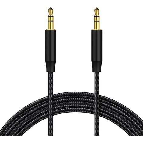 Câble Jack Audio Câble, Aux Câble Auxiliaire 3.5mm Câble Stéréo Audio Mâle vers Mâle en Nylon pour Casques, iPod, iPhone, iPad, HiFi, Tablette, Autoradio, Smartphones, MP3, Voiture - 1M (1/5)