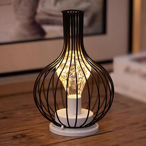 Lampe LED en forme de verre à vin rouge, lampe de table en métal et fer forgé, décoration moderne pour la maison (1/5)