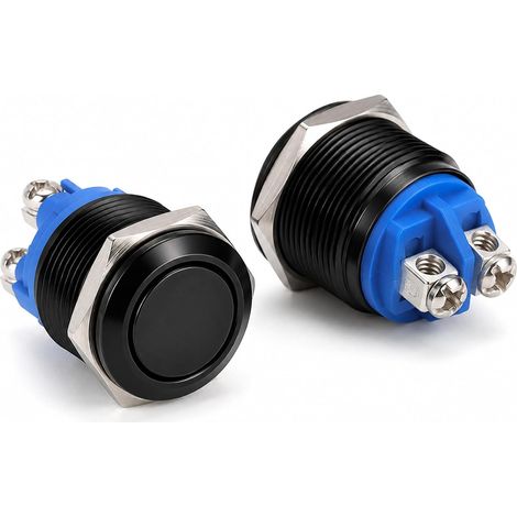 interrupteurs poussoirs métalliques à retour automatique, 2 pièces, pour réparation, entretien et projets techniques, à comparer avec dimensions, connexions et usages existants (1/5)
