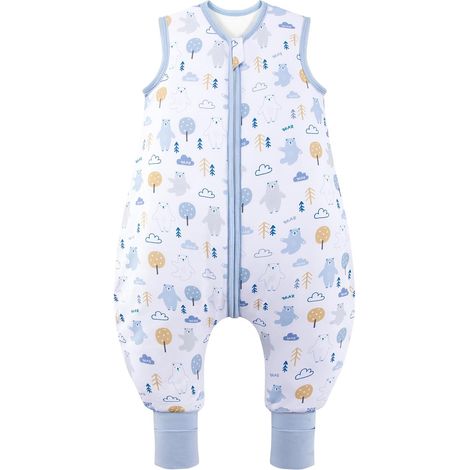 Gigoteuse avec pieds super douce en rayonne de bambou, gigoteuse en fibre de bambou pour enfants 2,5 tog pour l'automne et l'hiver (ours, taille S) (1/5)