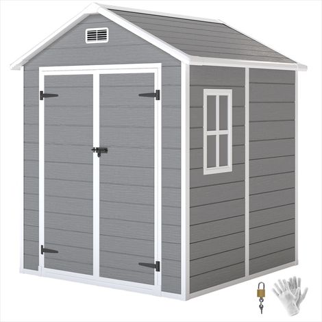 Abri de jardin en résine avec plancher 2,7 m² structure Gris (1/5)