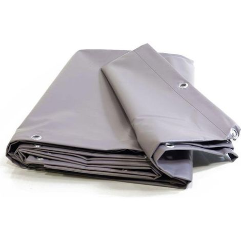 KALEMBAL Bâche Toiture 4X3 m - Ultra résistante - Etanche - Anti-UV - Fabrication française - Grise - Oeillets (1/5)