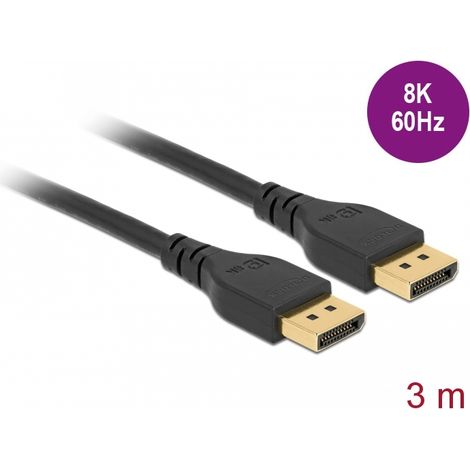 Delock Cable DisplayPort 8K 60 Hz 3 m Certificado DP 8K sin pestillo