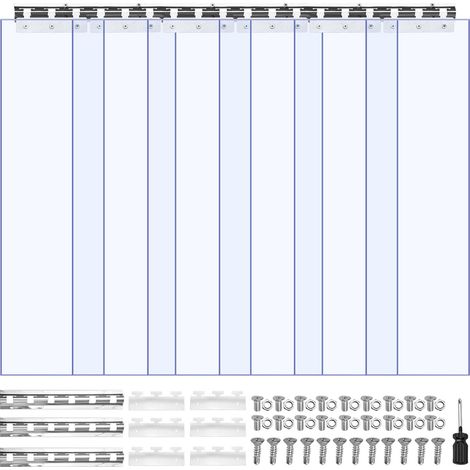 Rideau à Lanière PVC, 97x213,4 cm, Rideau Lamelles Transparent, 6 Bandes de Porte Plastique Épaisseur 2 mm pour Porte de Chambre Froide, Entrepôt, Refroidisseur de Supermarché, Chevauchement 50% (1/5)