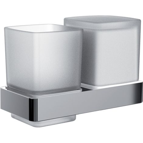 Emco Loft Glashalter 053100101 mit Flüssigseifenspender, mit Stülpbecher, Kristallglas satiniert, chrom (1/3)