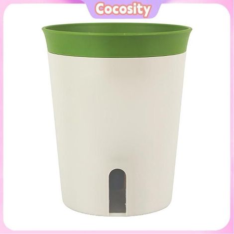Cocosity Pot de fleur Pot à arrosage automatique taille M, jardinière en plastique empilable vert avec trous de jardin essence (1/5)