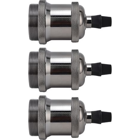 Lot de 6 douilles E26/E27 à vis, finition aluminium noir nacré, avec mise à la terre. (1/5)