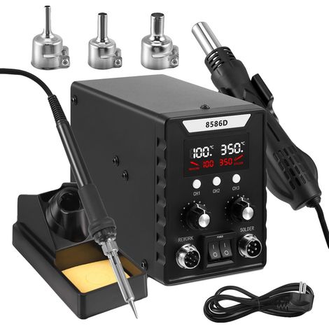 Station de refonte à air chaud, contrôle de température réglable, plusieurs options de buse, 220V UE (1/2)