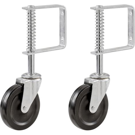 Roulettes à ressort pour portail, 10 cm (4 pouces), roulettes à ressort avec amortisseur pour portail de terrasse, roulettes télescopiques relevables – capacité de charge de 70 kg – lot de 2 (1/4)