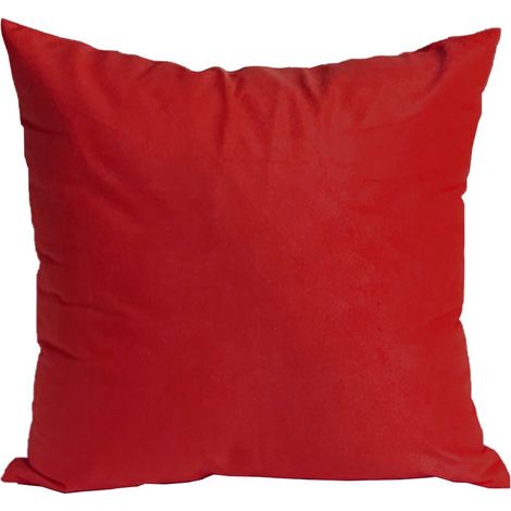 Housse De Coussin - Velours Doux - Pour Canapé Bureau Lit Voiture - 45 x 45 cm - Rouge - 1 Pièce (1/5)