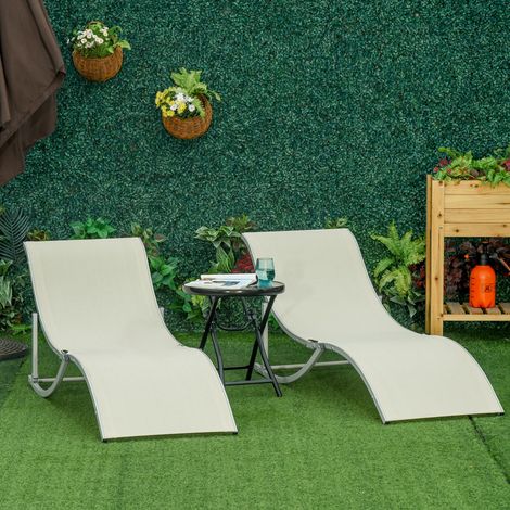 Set 2 Sdraio da Giardino Pieghevoli, Lettino Prendisole in Alluminio e Textilene, 61x165x63 cm